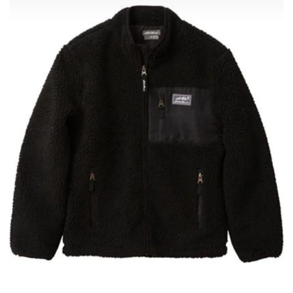 Eddie Bauer Kid’s Chilali Black Fleece Sherpa Jacket Size Large 14